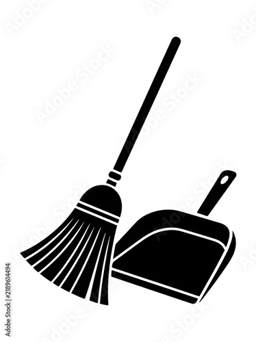 broom and dustpan vector 