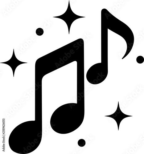 Music note outline icon with melody and audio symbol on transparent background
