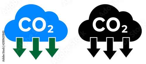 Bild auf Leinwand Carbon dioxide CO2 cloud reduction icon set for environmental protection and cli