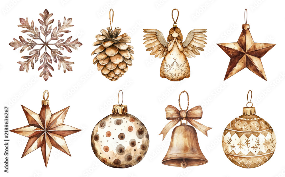 Fototapeta premium PNG Vintage Christmas ornament collection illustration, element set on transparent background