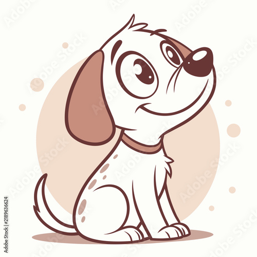 Cute puppy logo created in cartoon style with soft color palette vector illustration