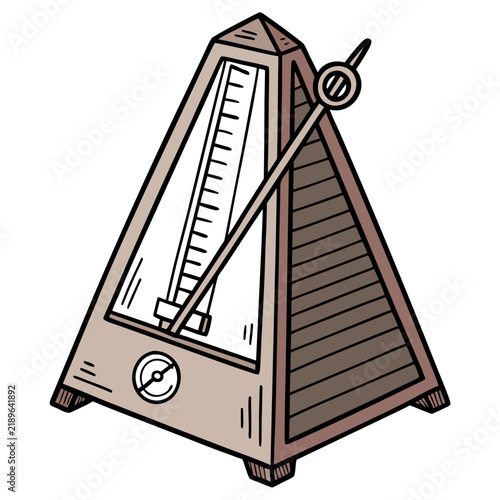 Fotografie Vintage mechanical metronome for musical tempo and rhythm practice, featuring a