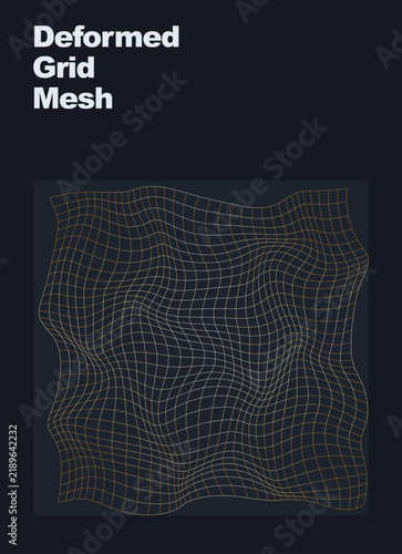 Highly detailed scalable vector line art of a deformed grid mesh , fully editable, Suitable for graphic design, infographics, UI elements, and technical illustrations. Compatible with