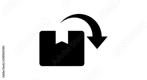 Black box icon with a curved arrow indicating return or delivery on a transparent background