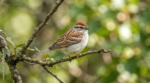 Small songbird perched on a tree branch in a natural forest environment