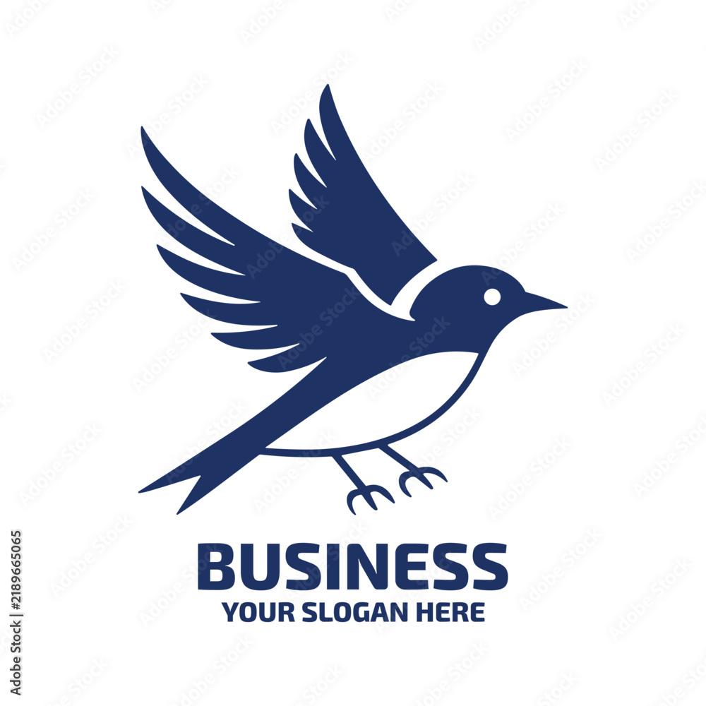Fototapeta premium Minimalist blue bird logo icon design