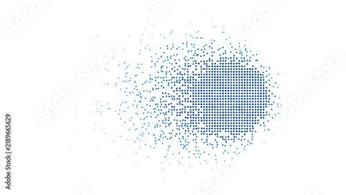 Fotografía Blue fine pixel mosaic circle dissolve disintegration left tail abstract backgro