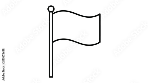 Blank Flag on Pole: A simple, clean outline illustration of a waving flag on a flagpole, ready for customization or a symbol of a new beginning.