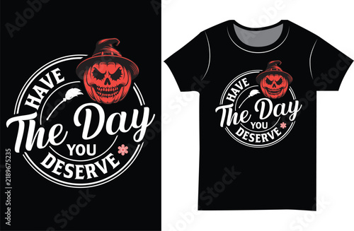 Funny Halloween T-Shirt Design with Spooky Cartoon Character.