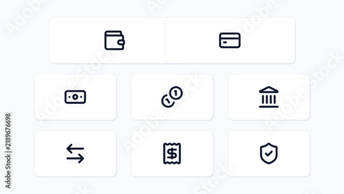 Digital Asset Portfolio Banking Finance Wealth Investment 8 Vector Icon Set Isolated Background