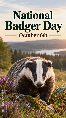 National Badger Day October 6th Nature Wildlife Concept