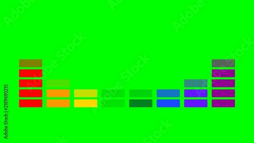 Colorful Audio Equalizer Bars Animation on Green Screen Background