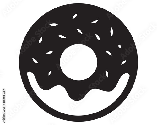 Minimalist icon of a round donut with sprinkles and frosting food icon baked goods coffee break doughnut sprinkles frosting illustration isolated minimalist interface silhouette delicious