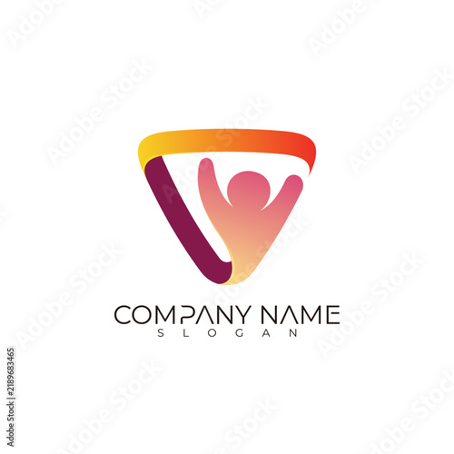 People care logo and shield design combination, security logo template