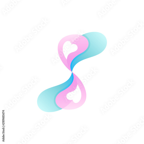 Abstract S Letter Logo with Heart Shape Decoration