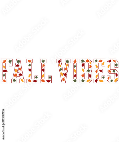 Fall Vibes autumn typography clip art design on plain white transparent isolated background for card, shirt, hoodie, sweatshirt, apparel, tag, mug, icon, poster or badge