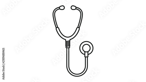 Stethoscope Icon: A clean, simple line drawing of a stethoscope, a fundamental tool for medical professionals, symbolizing healthcare and diagnosis.