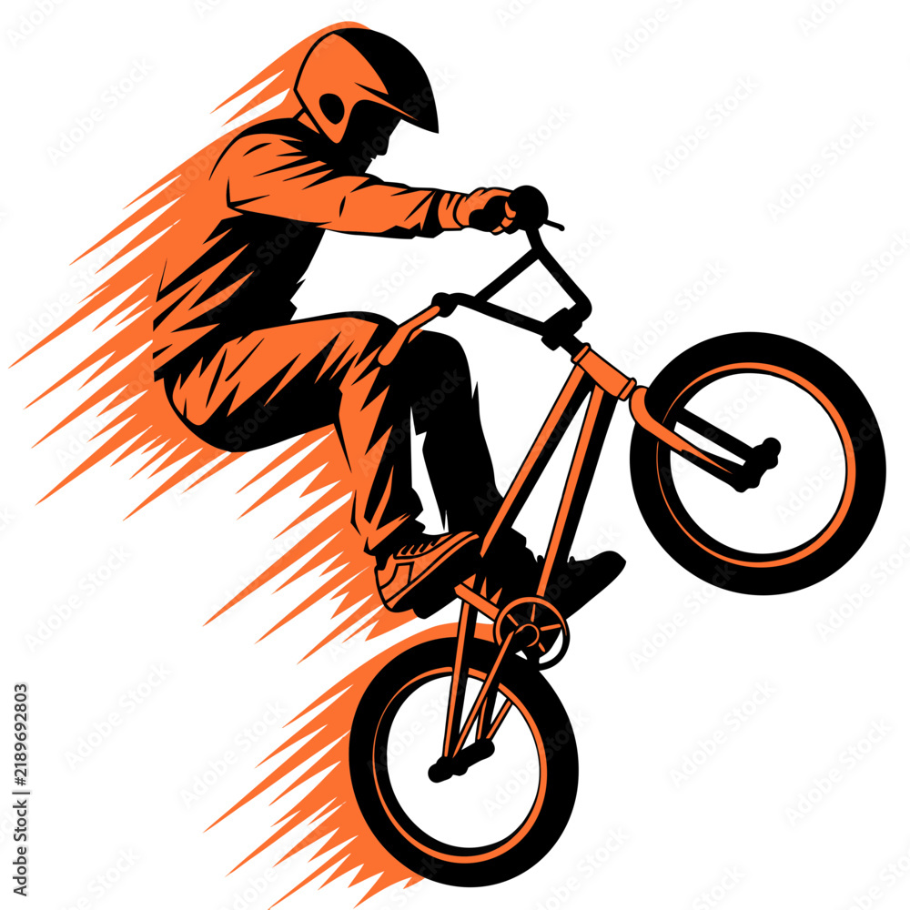 Fototapeta premium Bmx Rider Performing Extreme Stunt Jump