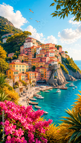 European Italian coast, Amalfi Coast, photo of Amalfi beach, Amalfi Coast, European coast, Amalfi postcard, Italian postcard, travel souvenir, 3D modeling, postcard