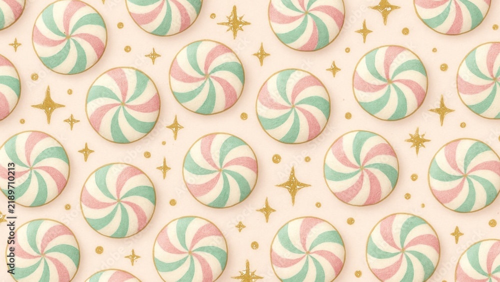 Fototapeta premium Whimsical candy-inspired starry pattern