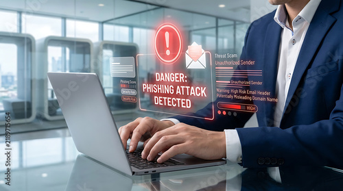 Phishing Cybersecurity Concept – Online Scam, Email Fraud, Digital Threat Detection and Data Protection