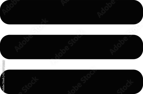 Minimalist hamburger menu icon featuring three horizontal rounded lines representing a navigation bar for website interfaces