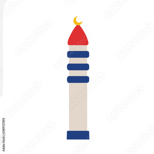 Canvas Print Flat illustration of a minaret with crescent moon