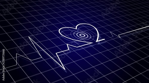 Glowing blue Neon Heart Rate EKG Heartbeat Line Pulse Monitor for Healthcare and Cardiology