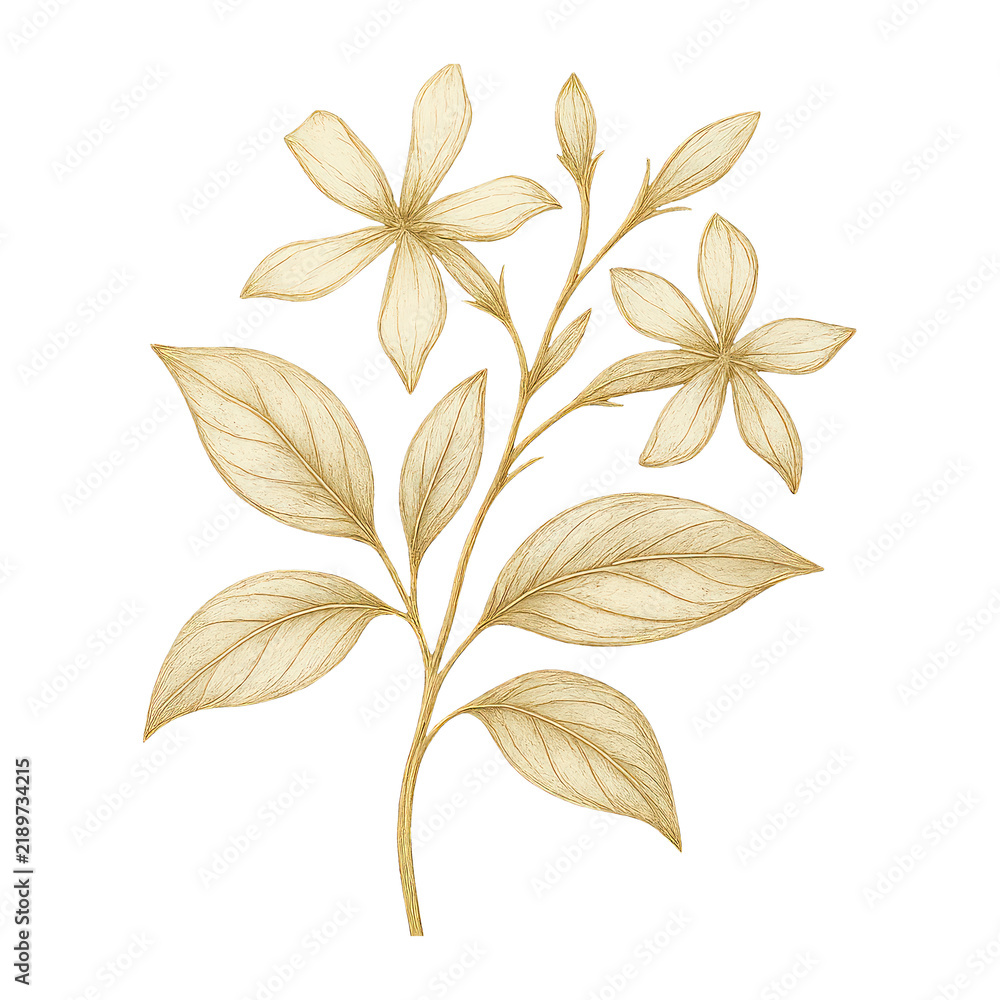 Obraz premium PNG Elegant gold floral illustration