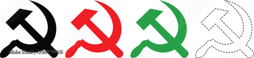 фотографія Set of hammer and sickle symbols in different colors and outline styles