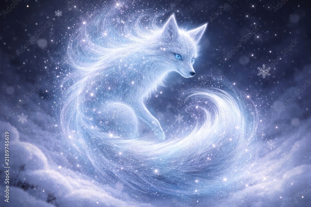 Fototapeta premium Mystical fox in snow