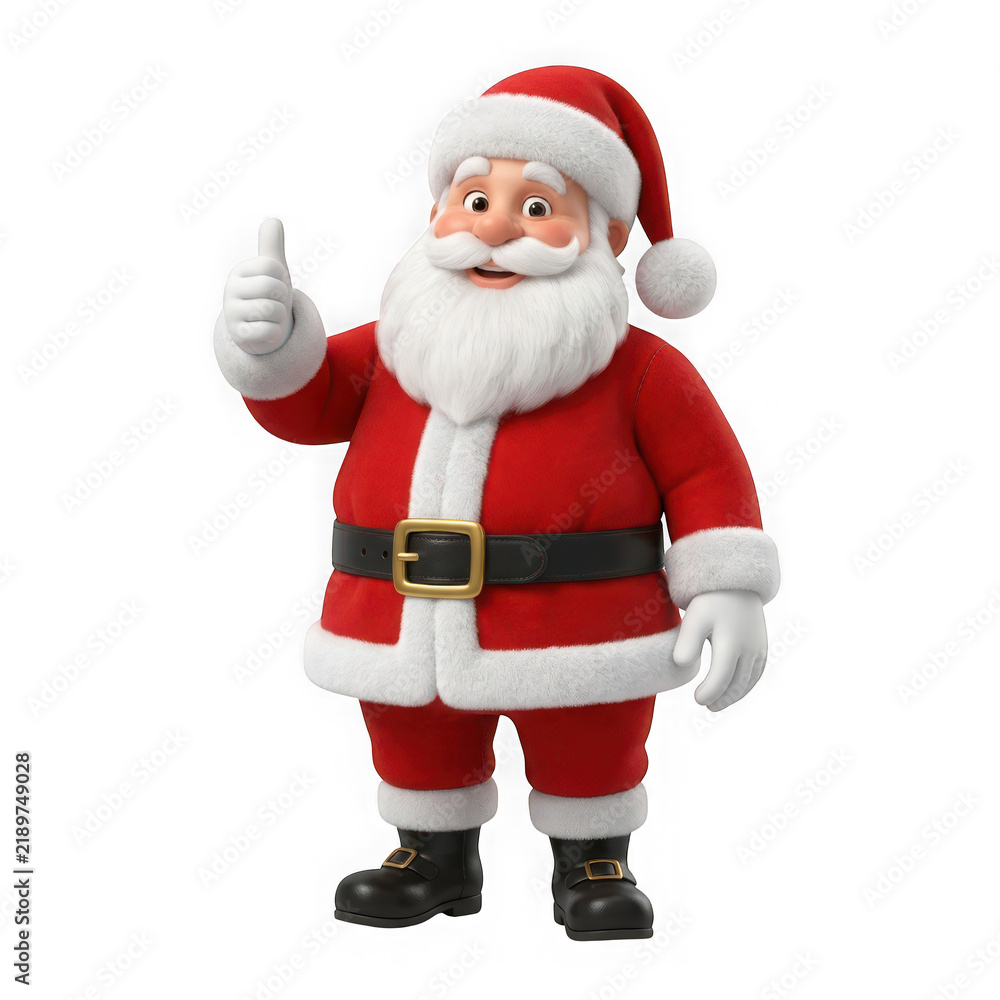 Fototapeta premium 3d render of a cheerful santa claus character giving a thumbs up isolated on transparent background