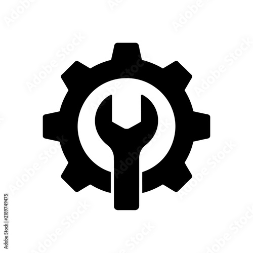 Gear and Wrench Icon Representing Tools and Maintenance.