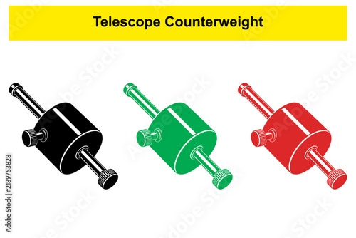 Принти на полотні Telescope counterweight set showing black green red cylindrical parts for astronomical equipment calibration