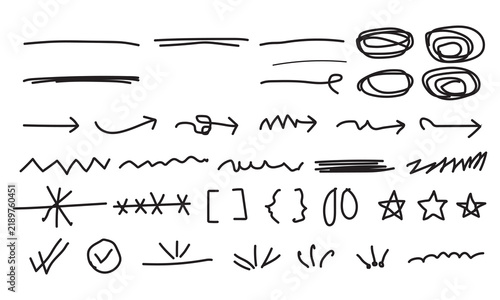 hand drawn abstract symbols and simple line icons