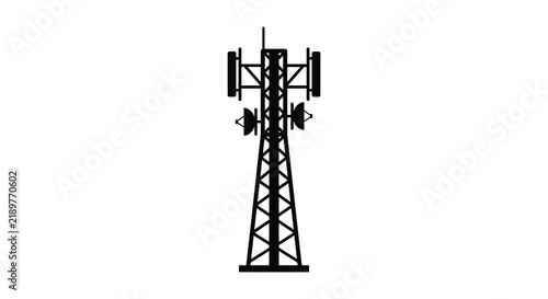 Cell tower structure depicted as a black silhouette