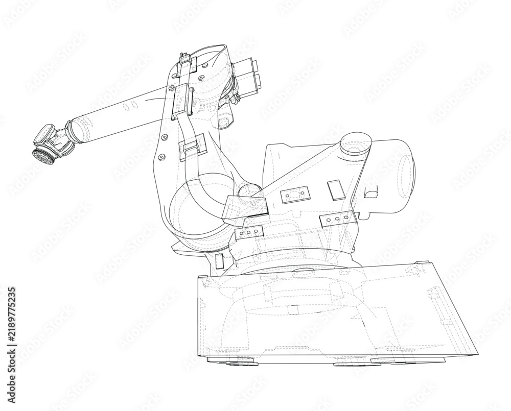 Fototapeta premium industrial robotic arm wireframe. Vector