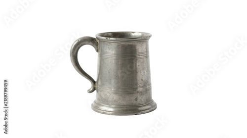 Vintage pewter tankard on a plain for design use isolated on transparent background