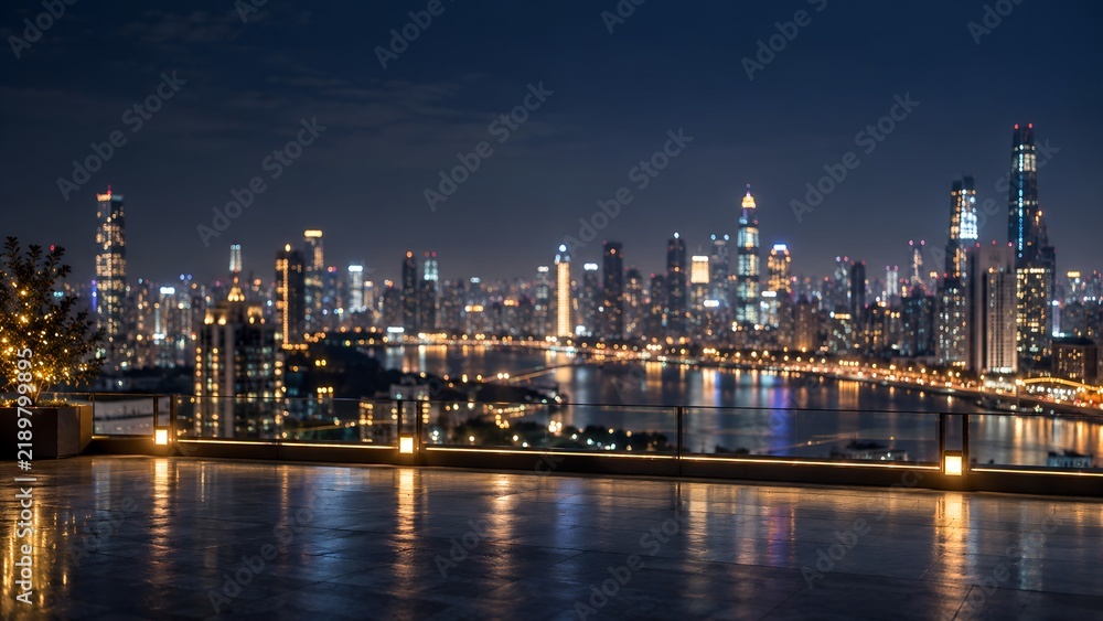 Fototapeta premium Modern City Skyline at Night for New Year Celebration Background