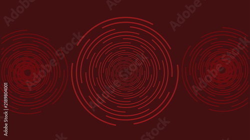 Abstract Red, Maroon Digital Radar Circles on Dark Navy Background, Futuristic Technology Network Interface with Data Signal Visualization