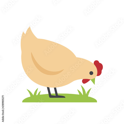 Принти на полотні Stylized chicken pecking grass