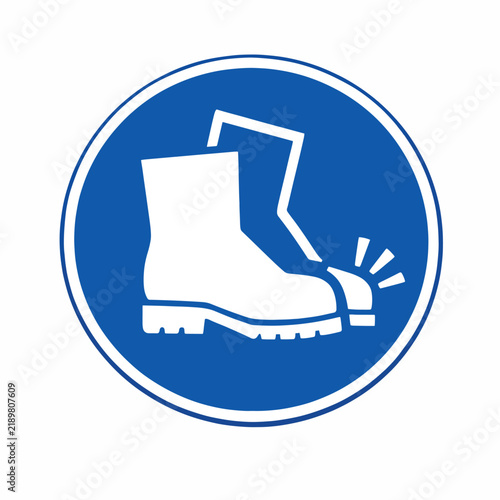 Blue safety boot icon with lightning symbol on white background