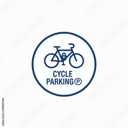 Cycle Parking Sign with Bicycle Icon and Text