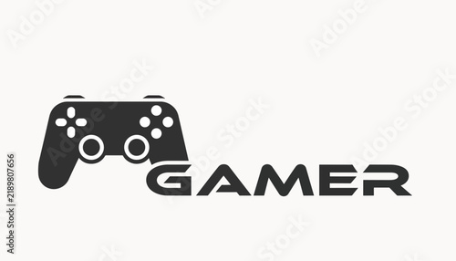 Gamer logo with game controller and text