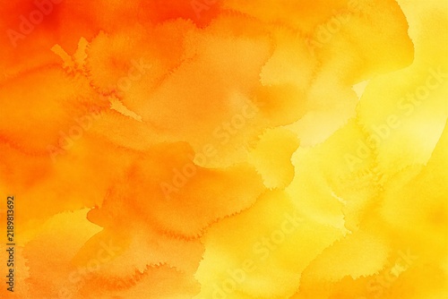 Soft watercolor blends orange and yellow hues. Abstract strokes create a warm, glowing atmosphere. Ideal for backgrounds or creative design projects. Vibrant colors evoke energy, joy, and inspiration