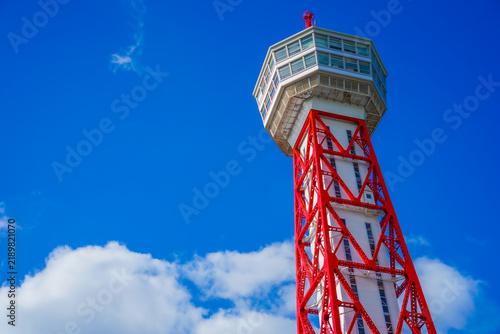 Naklejka 博多ポートタワーと空