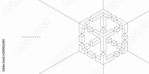 Abstract architectural construction. Geometric technological background.
