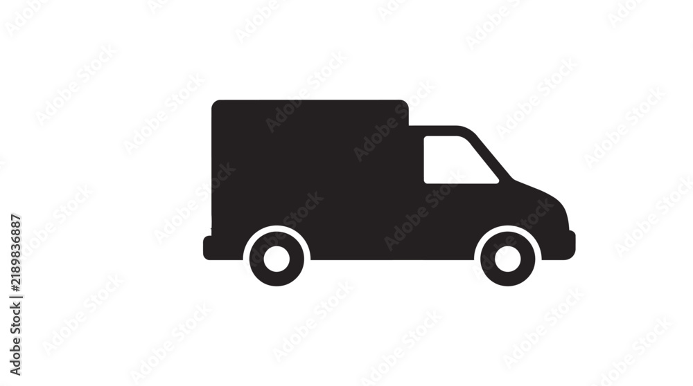Fototapeta premium Delivery van side view depicted as a black silhouette
