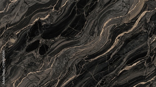 Obraz na plátně Stone marble Luxurious black marble texture with gold veins for design