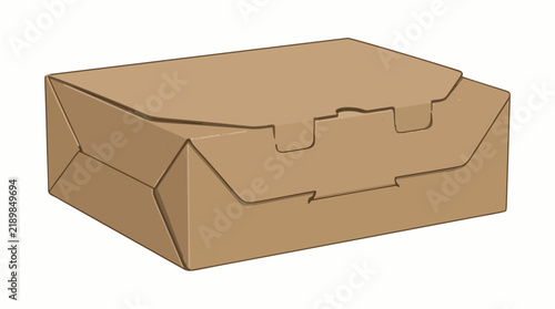 Isometric brown cardboard mailer box, shipping packaging mockup, isolated vector